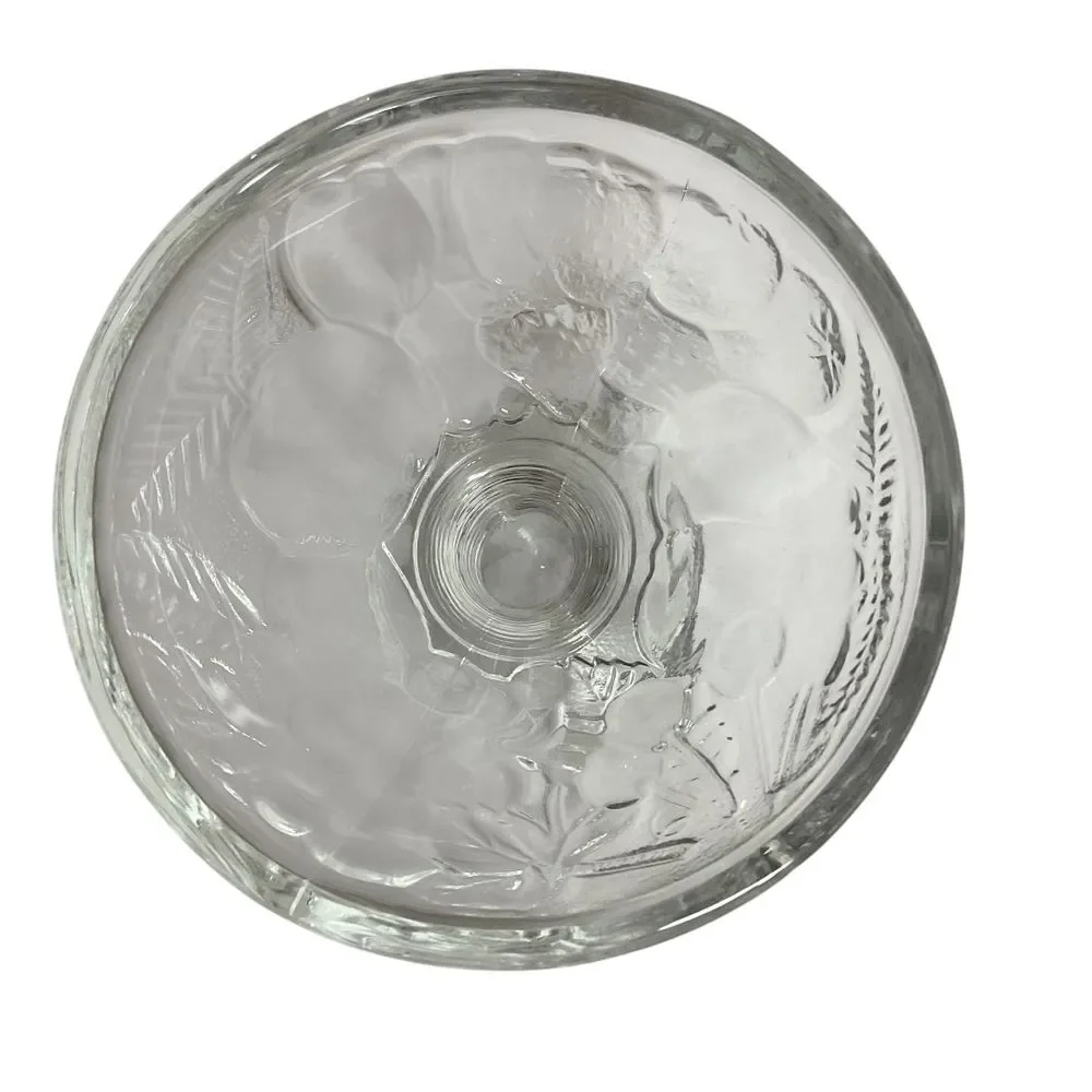Vintage‎ French France Glass Dessert Coupe Champagne Clear Floral Embossed Set 2